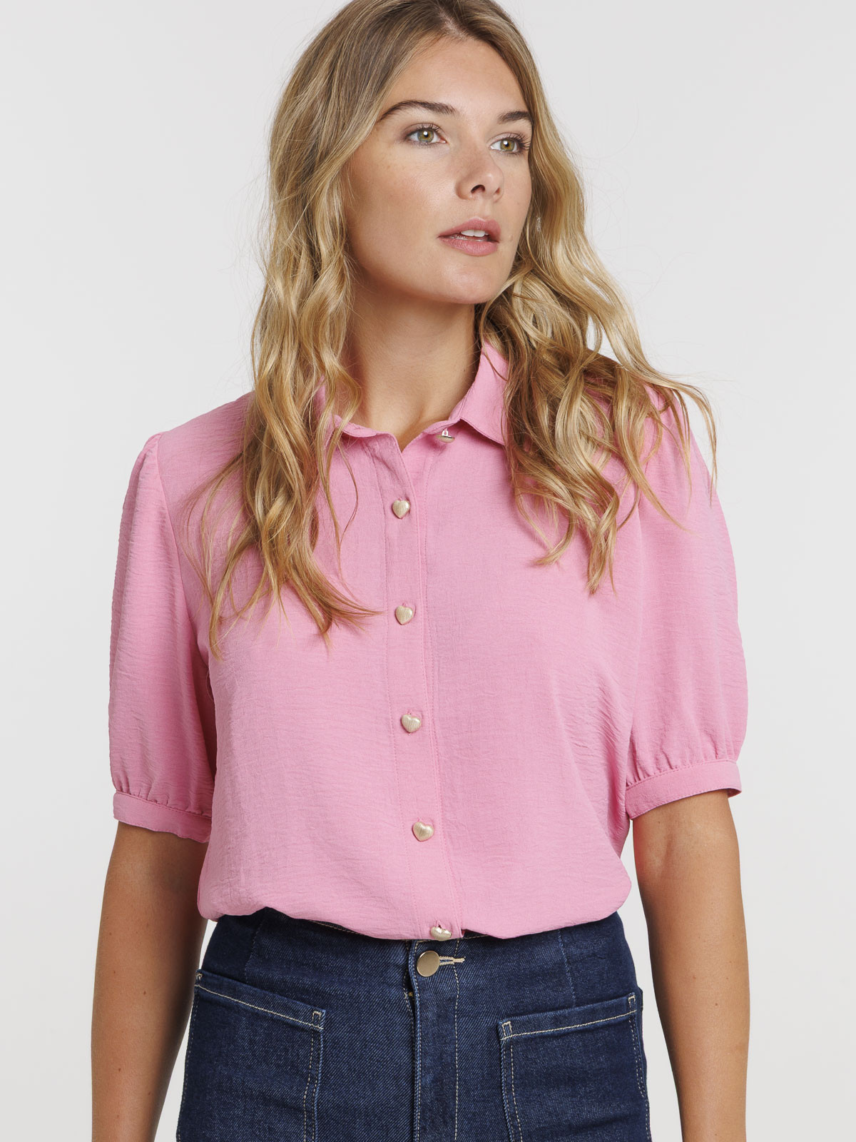 Chemise boutons coeurs femme