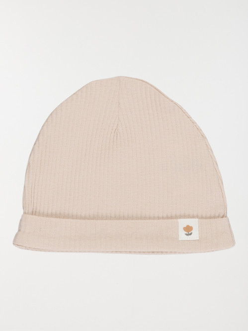 Bonnet naissance fleur rose...