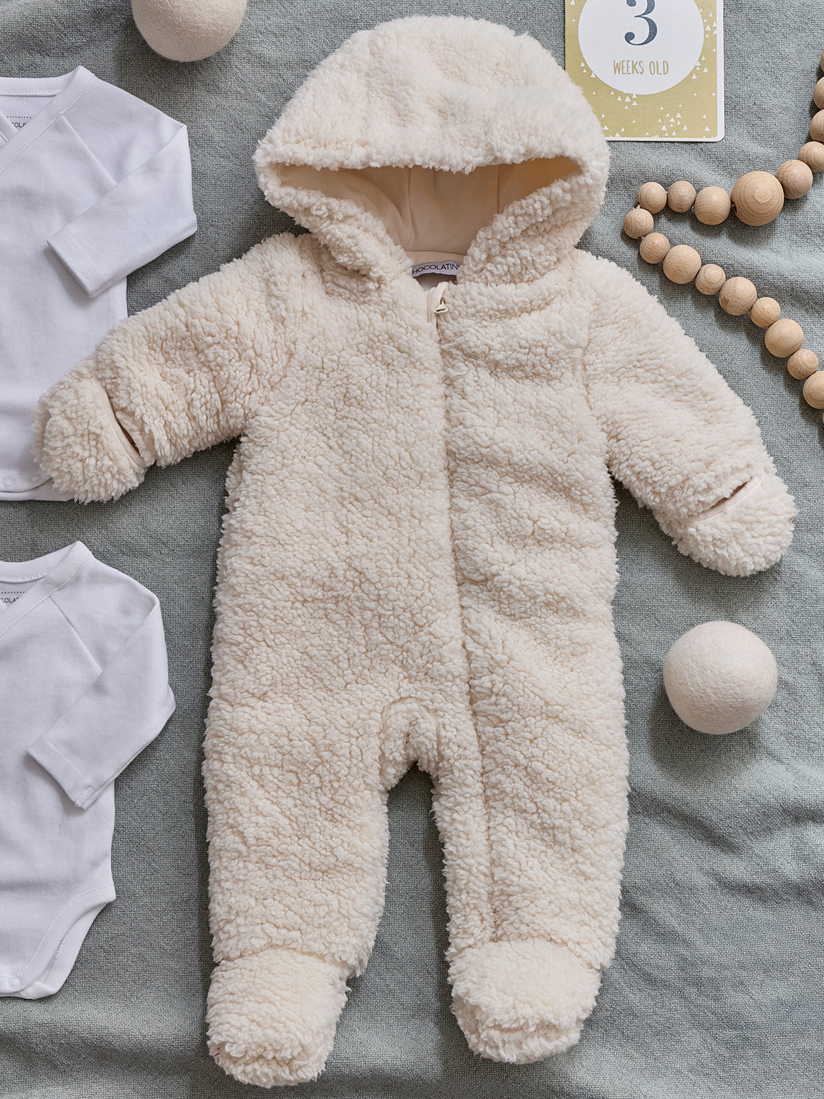 Combi-pilote naissance écru bébé (0-12M)