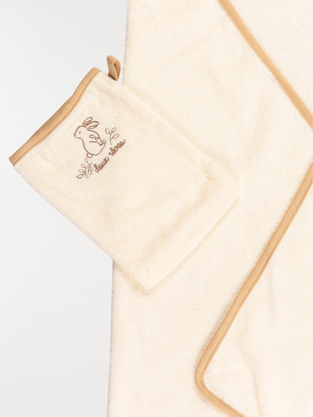 Cape de bain et gant lapin bébé