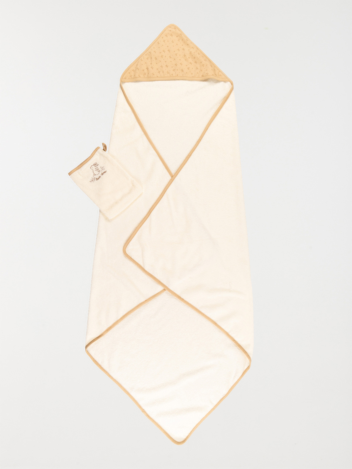 Cape de bain et gant lapin bébé
