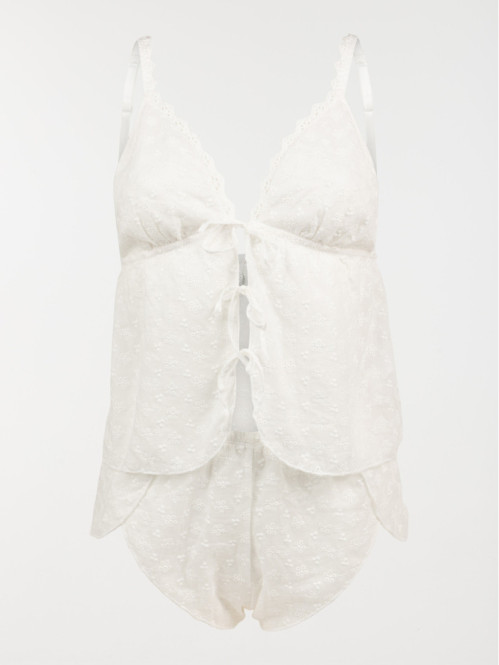 Pyjashort blanc polaire femme