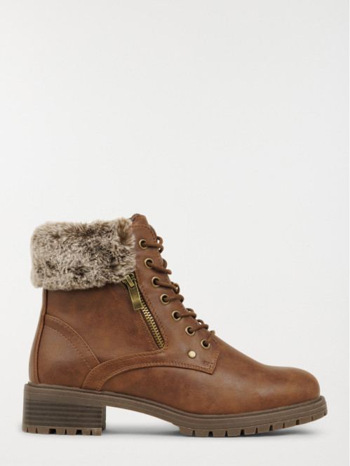 Bottines plates col fourré...