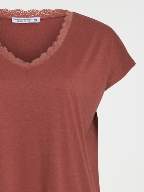 T-shirt grande taille dentelle femme