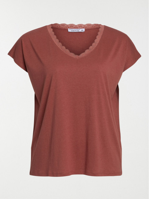 T-shirt grande taille dentelle femme