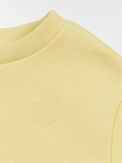 Sweat uni jaune clair fille...