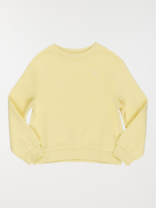 Sweat uni jaune clair fille...