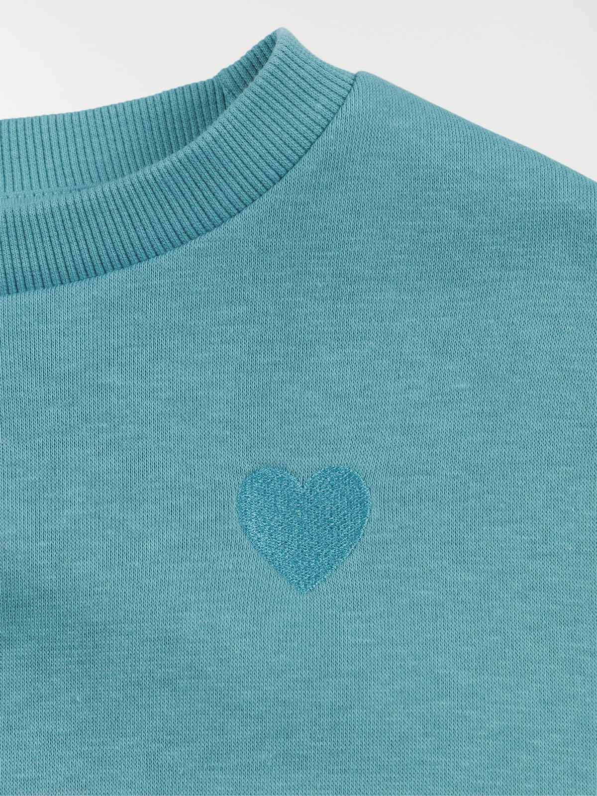 Sweat uni motif coeur fille (3-12A)