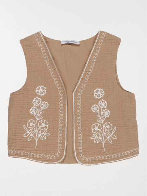 Gilet sans manches brodé...