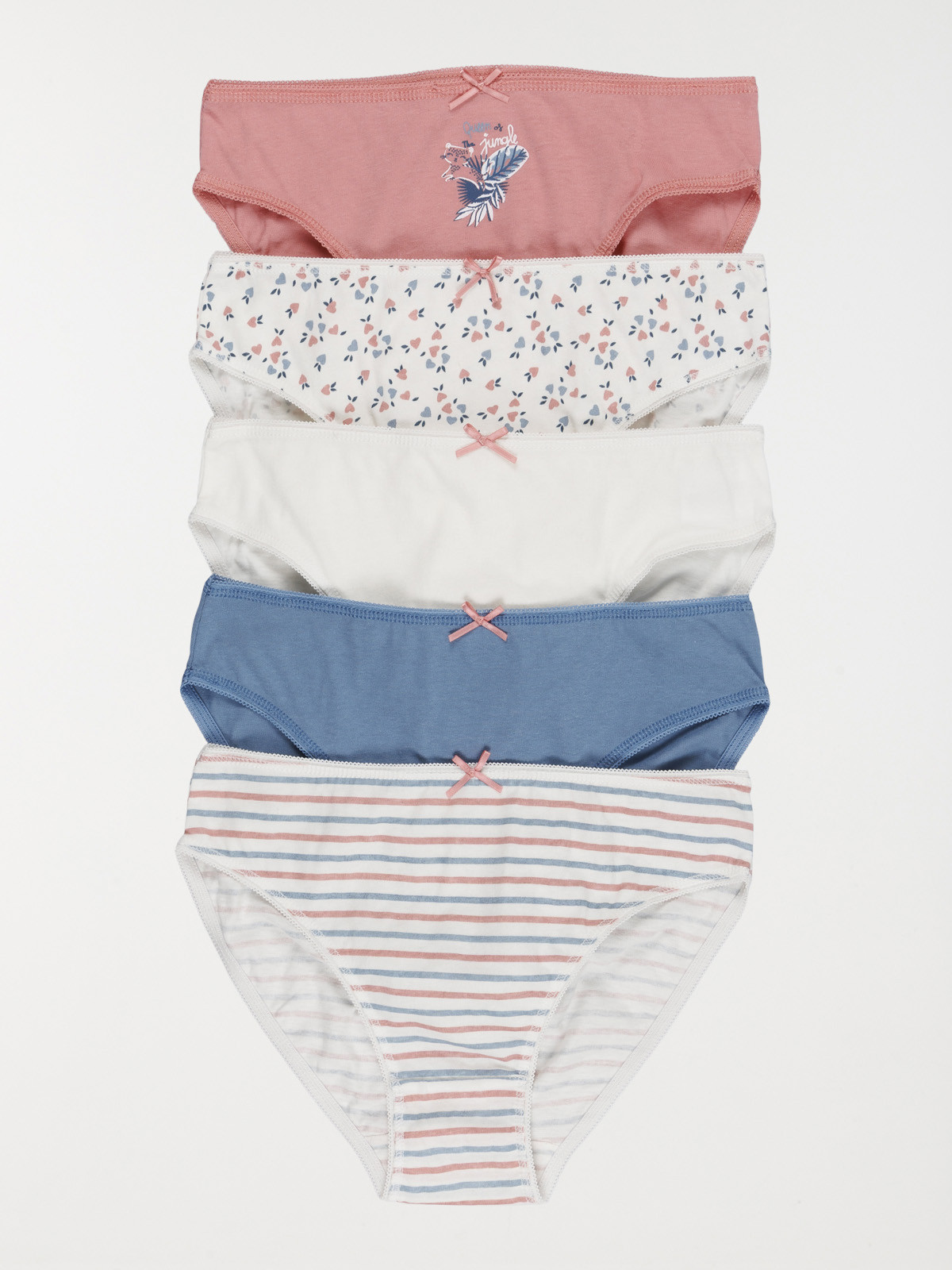 Lot de 5 slips imprimés fille Lot de 5 slips imprimés fille