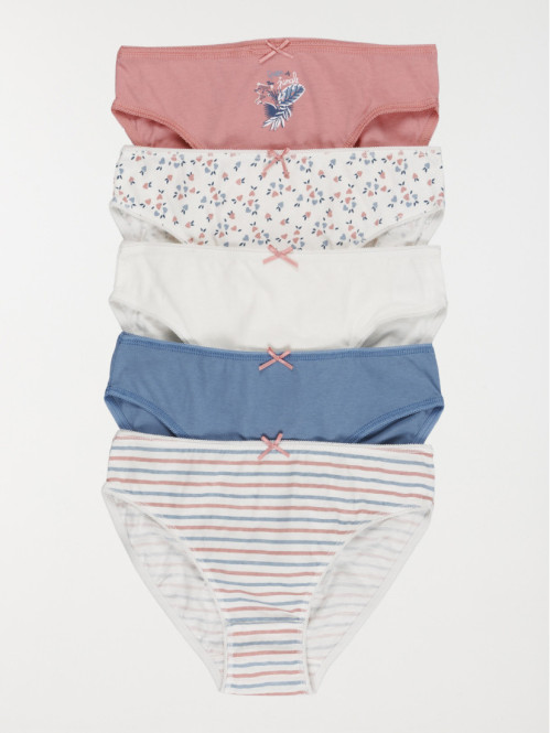 Lot de 5 slips imprimés fille