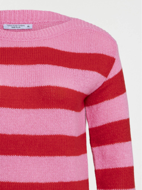 Pull rayé col rond grande...