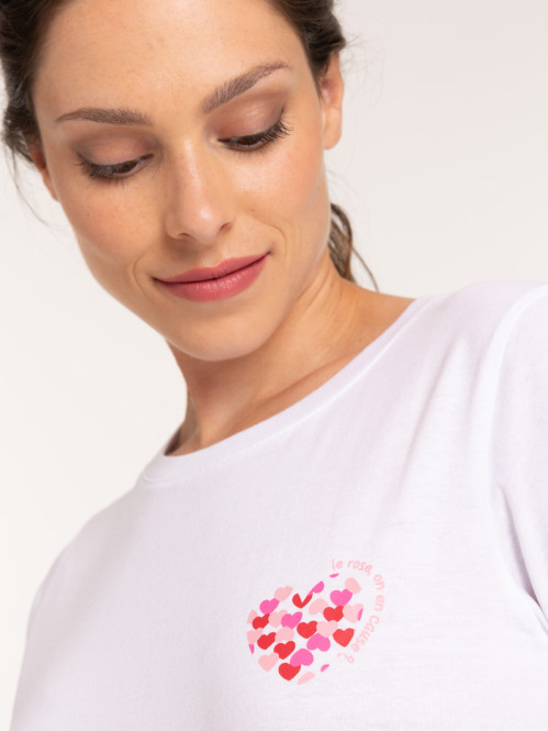 Tee-shirt blanc motif coeur...