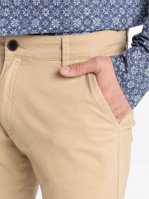Pantalon chino slim crème...