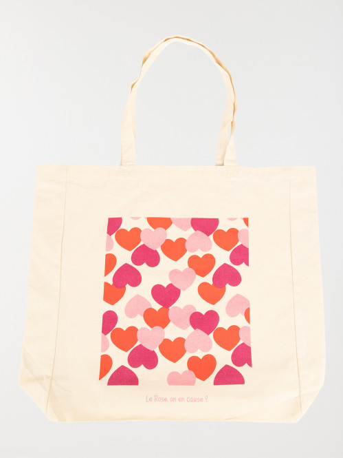 Tote bag coeurs Octobre Rose