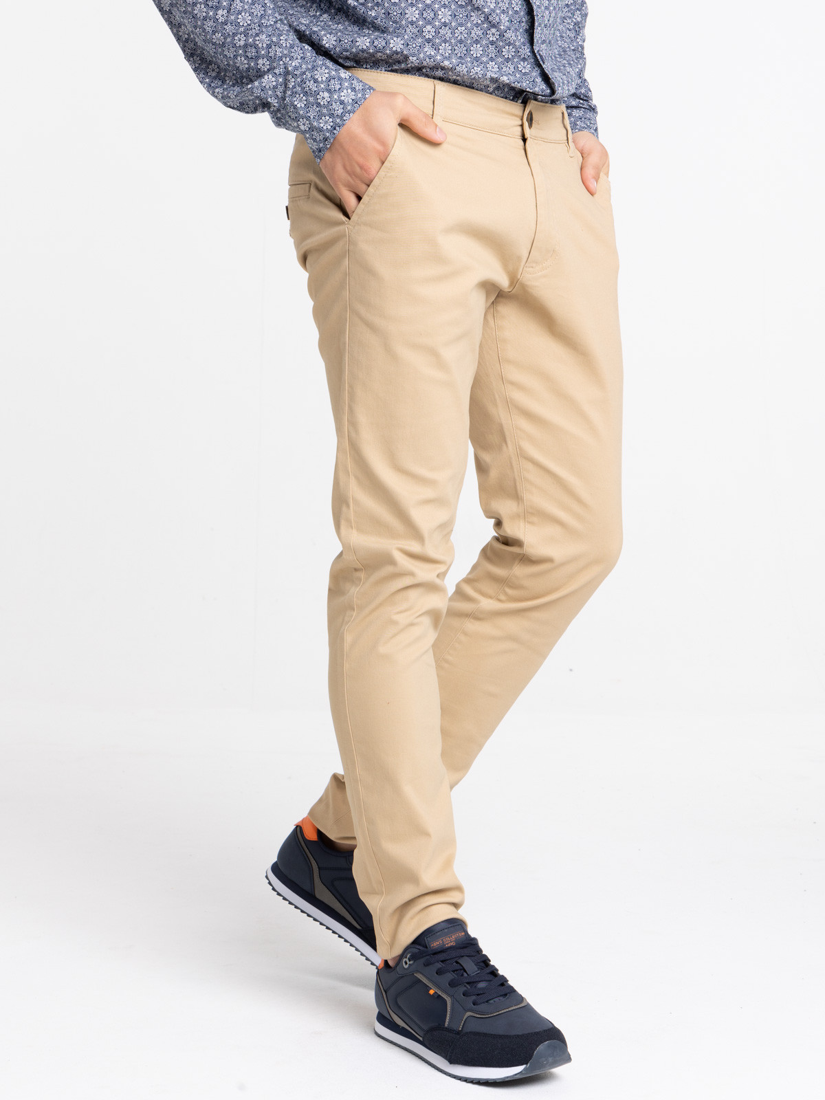 Pantalon chino slim crème homme