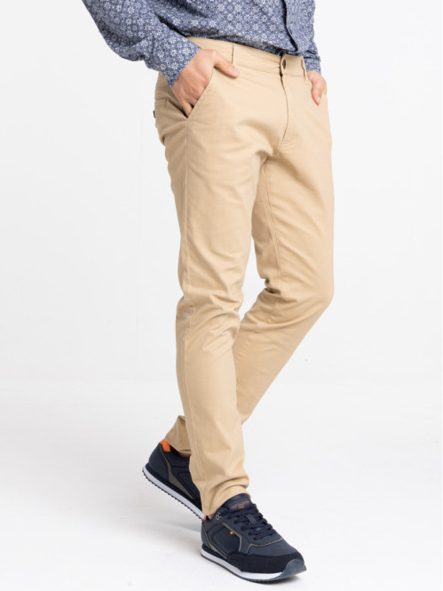 Pantalon chino slim crème...