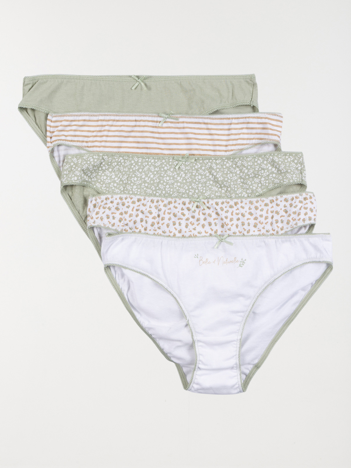 Lot de 5 culottes imprimés sauge femme Lot de 5 culottes imprimés sauge femme