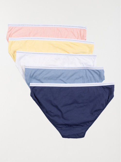 Lot de 5 culottes unies femme