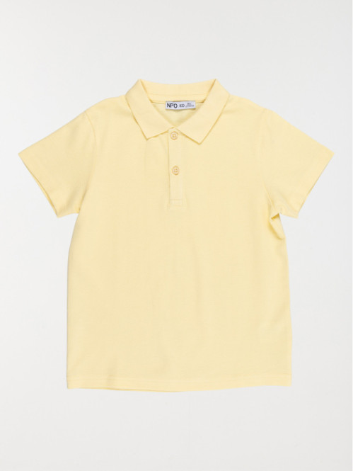 Polo uni jaune doux garçon...