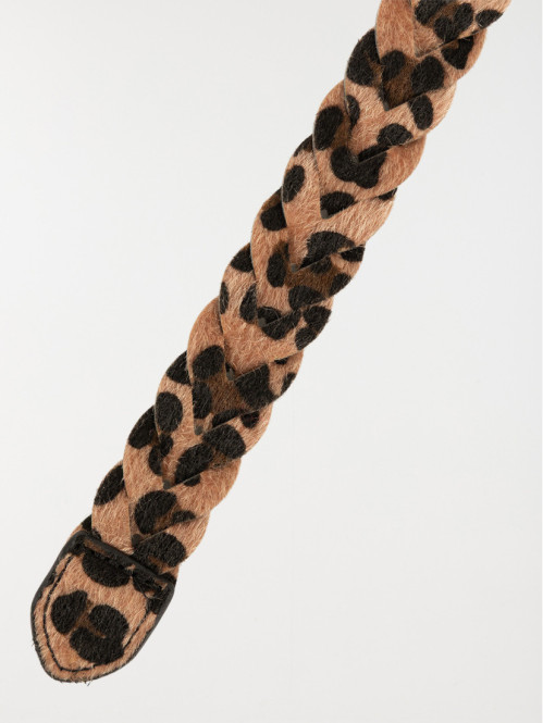 Ceinture tressée léopard femme