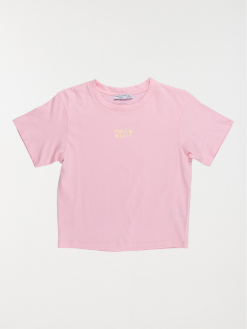 T-shirt motif rose poudre...