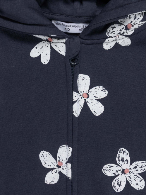 Sweat capuche fleuri fille...