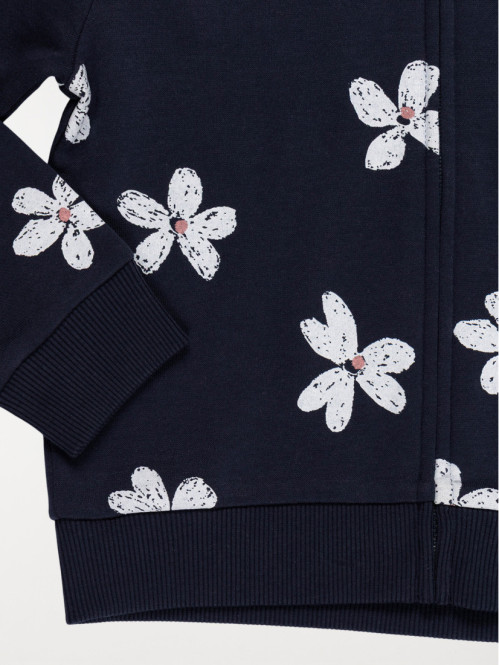 Sweat capuche fleuri fille...