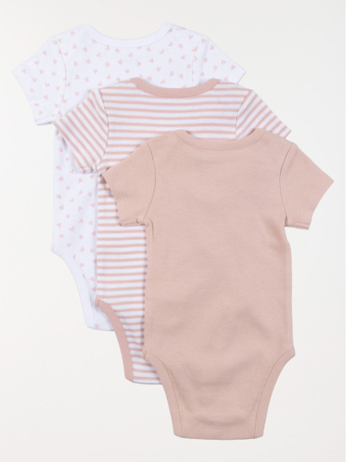 Lot de 3 bodies coeur fille...