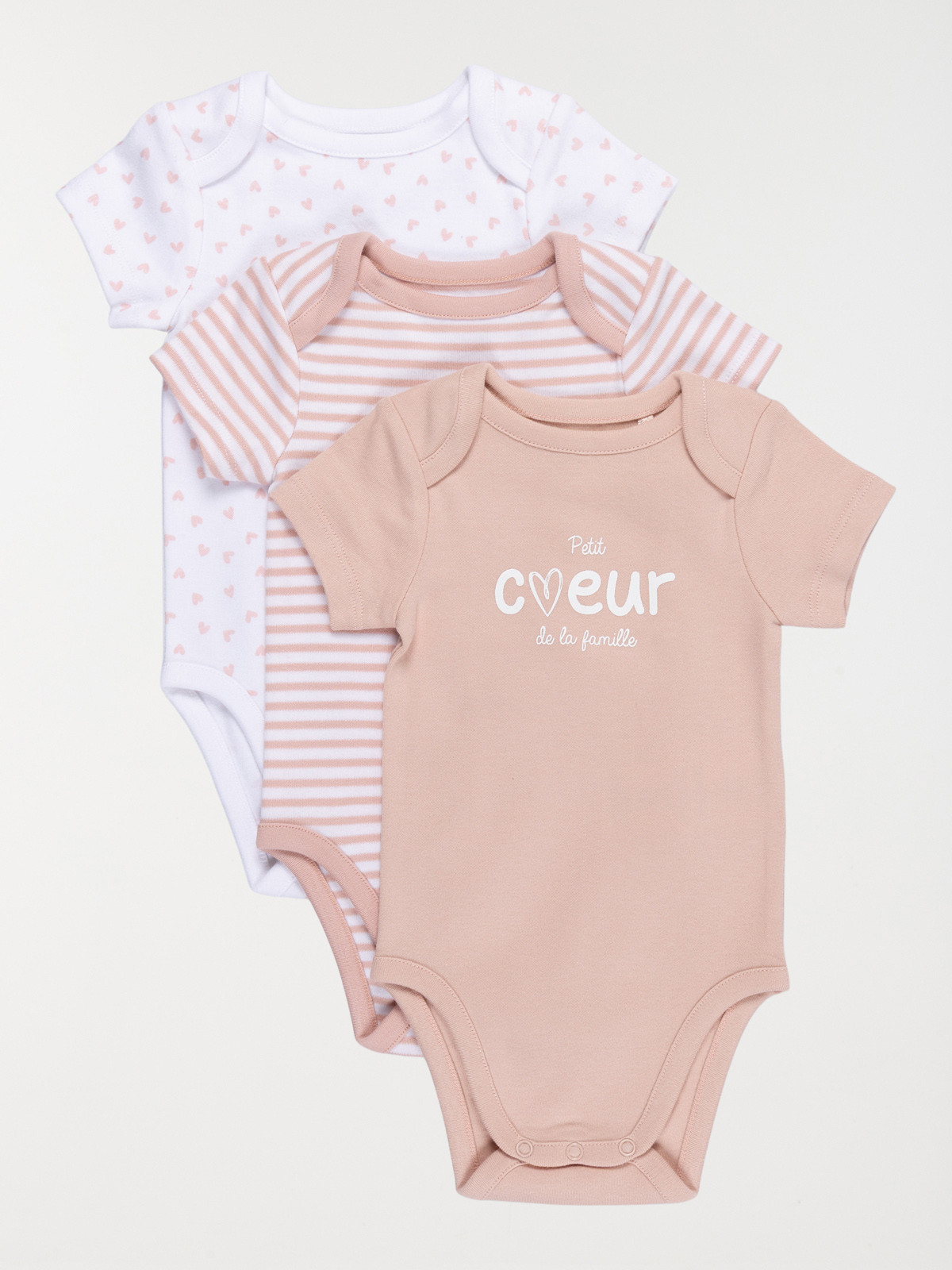 Lot de 3 bodies coeur fille (3-24M) Lot de 3 bodies coeur fille (3-24M)
