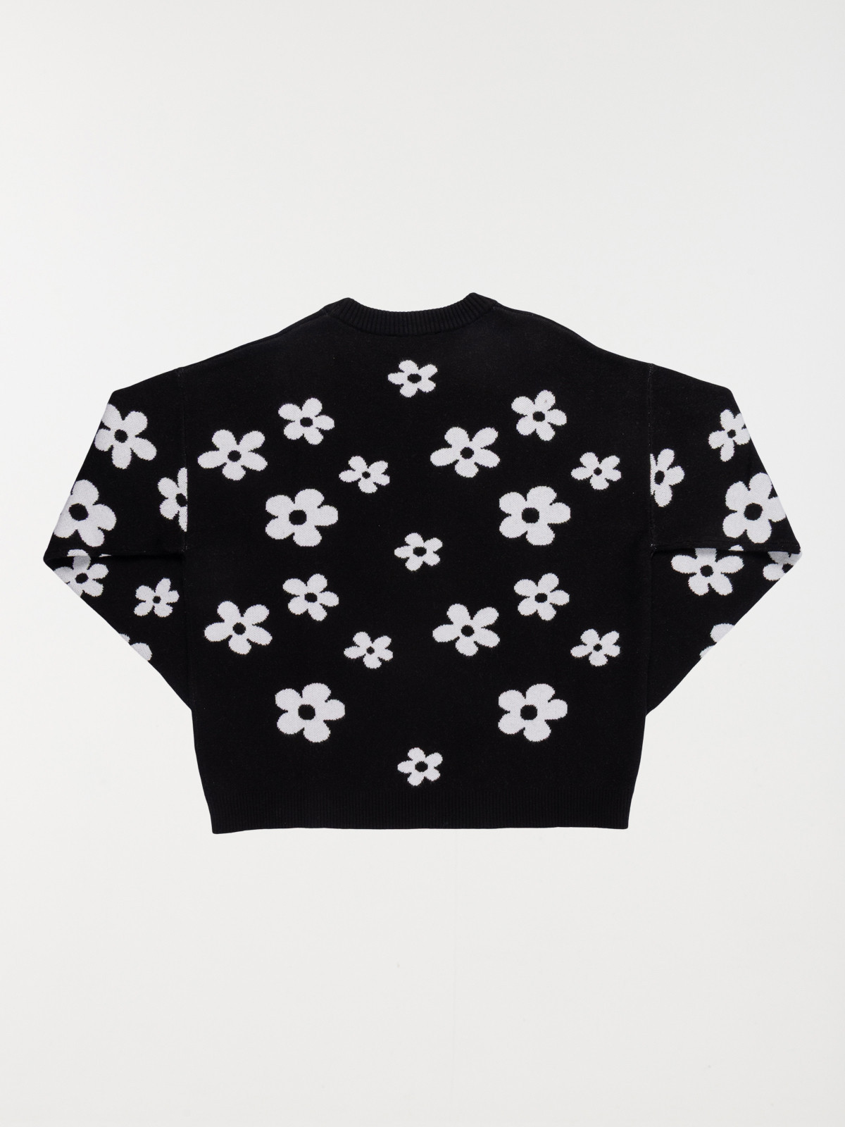Pull noir motif fleuri fille (XXS-M))