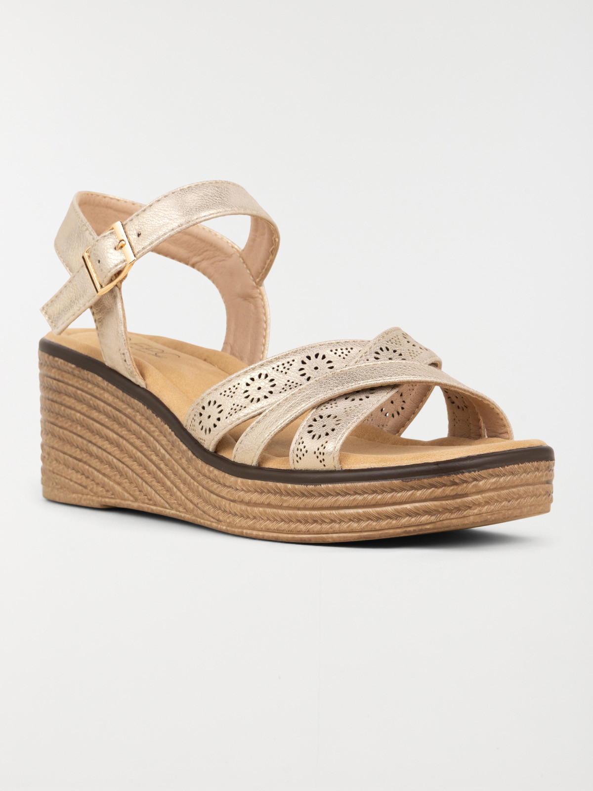 Sandales compensées dorées femme (36-41)