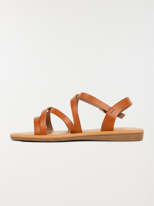 Sandales plates femme camel...