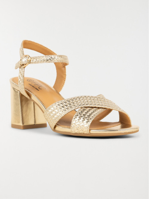Sandales dorées à talon...