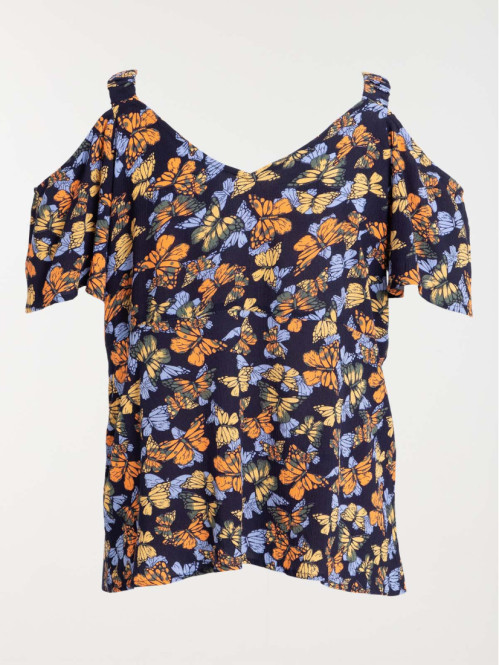 Top motif papillon grande taille femme
