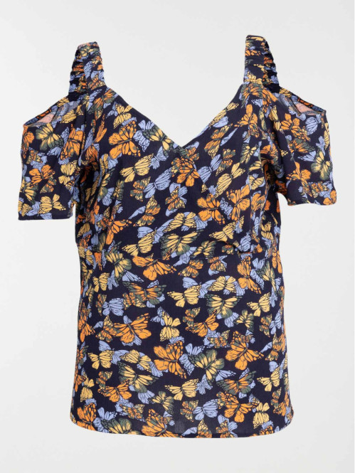 Top motif papillon grande taille femme