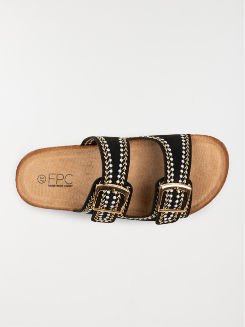 Mules brodées noires femme...