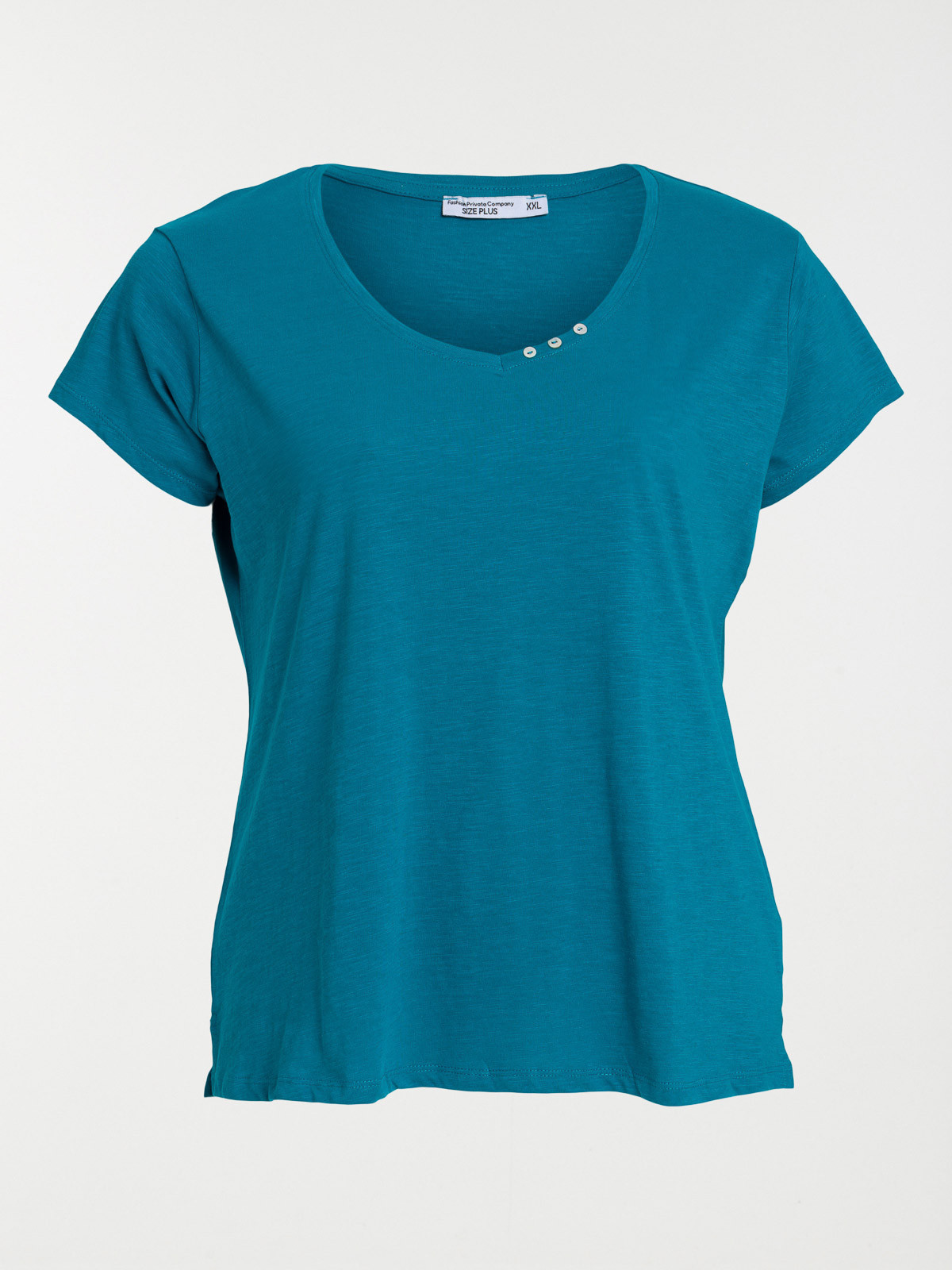 T-shirt uni col V grande taille femme