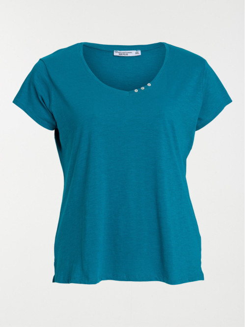 T-shirt uni col V grande taille femme