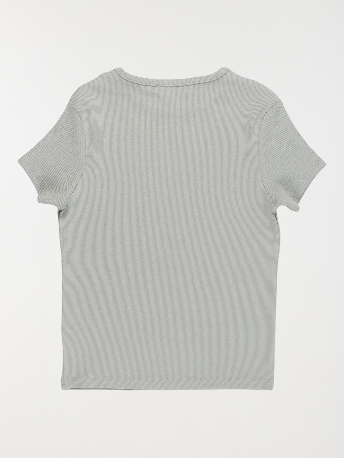 T-shirt côtelé col rond fille (XXS-M)