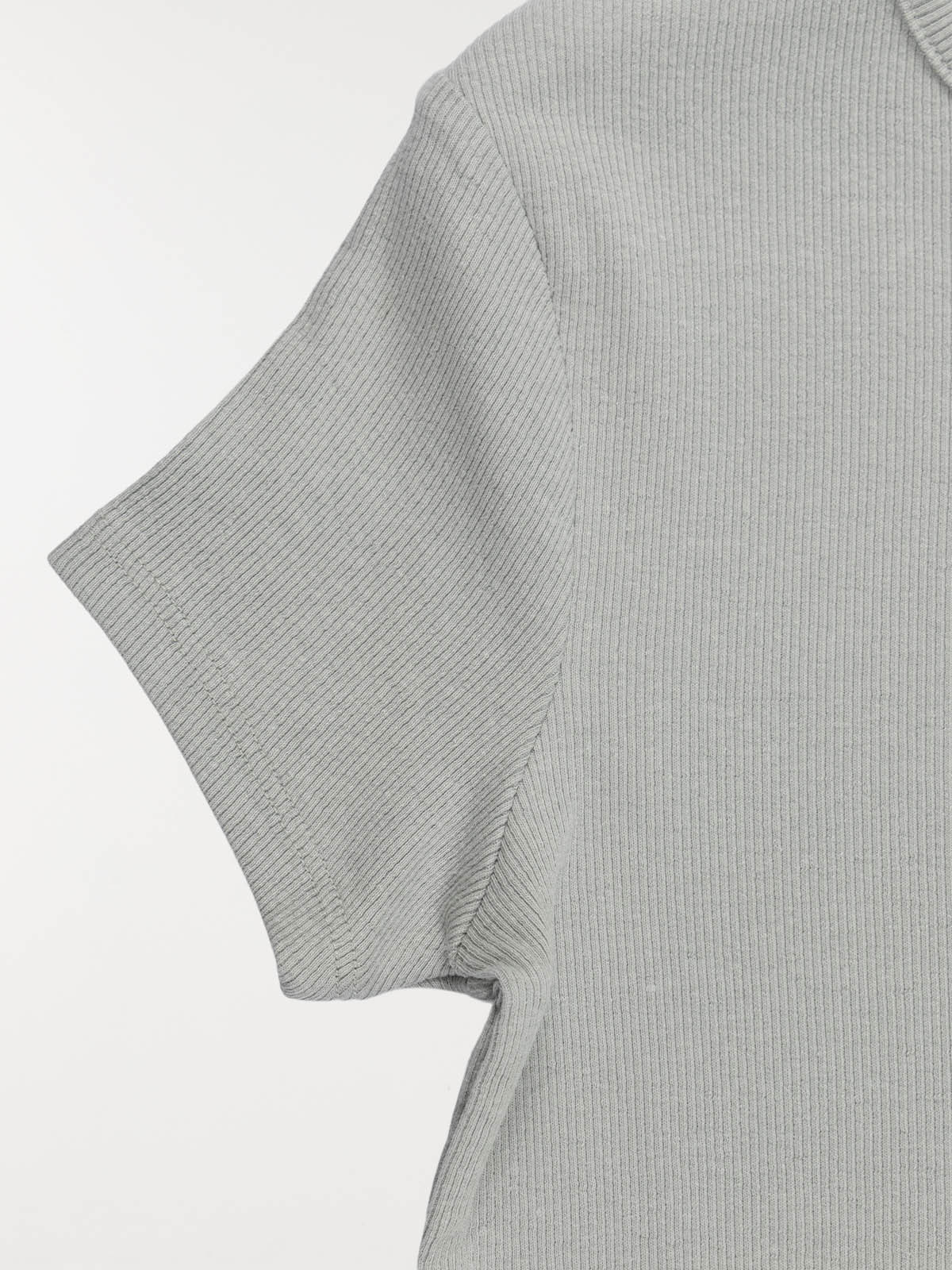 T-shirt côtelé col rond fille (XXS-M)