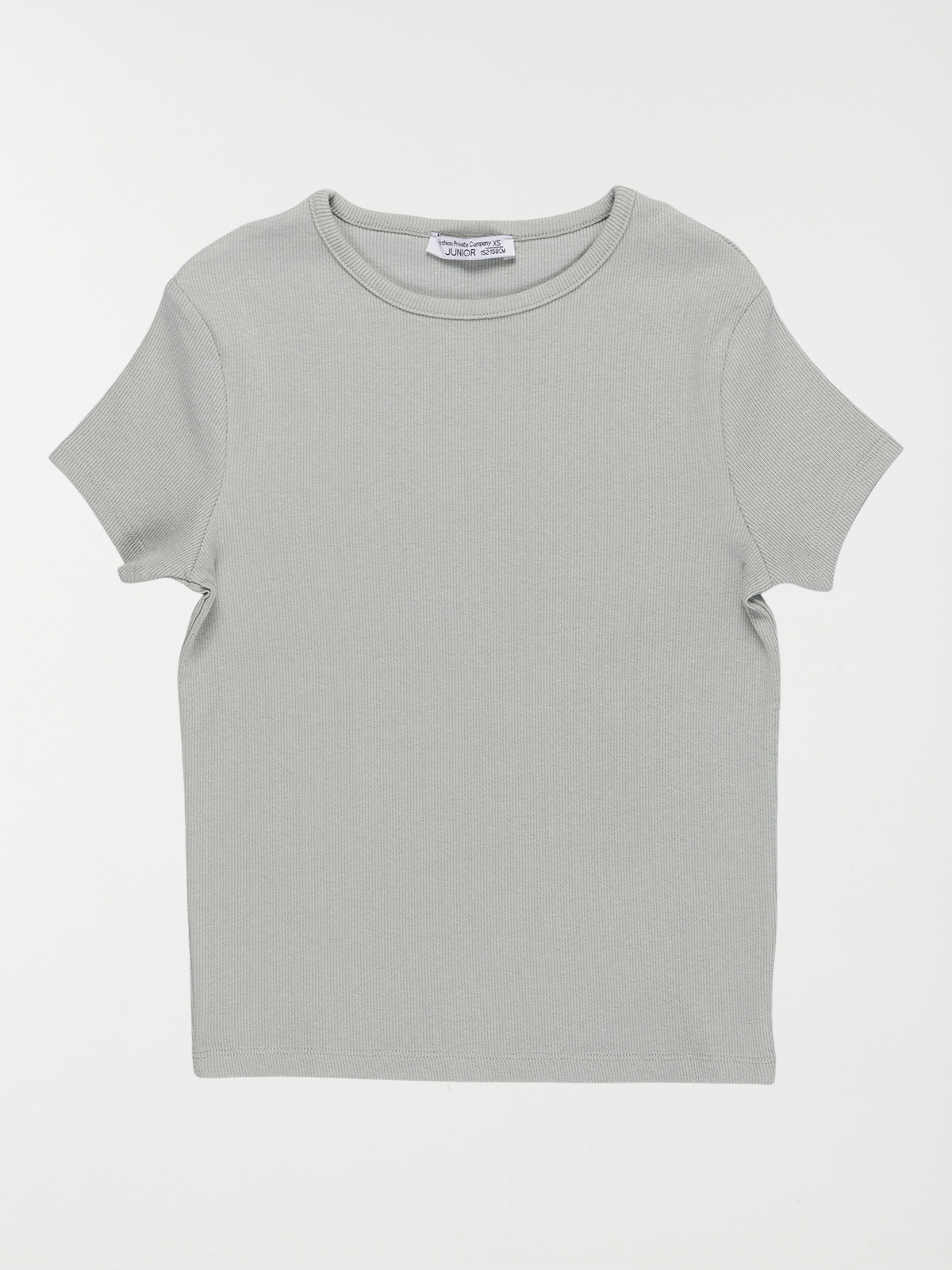 T-shirt côtelé col rond fille (XXS-M)