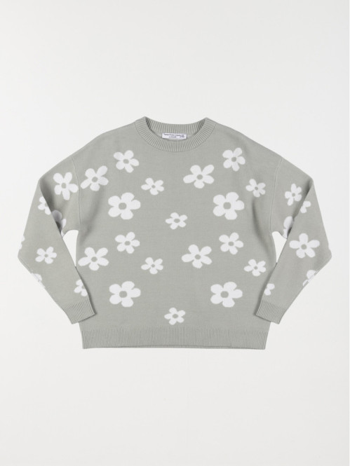 Pull motif fleuri fille...