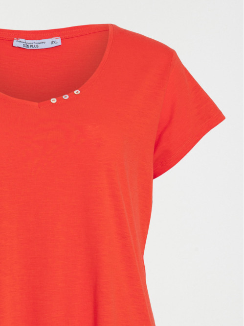 T-shirt col V uni grande taille femme