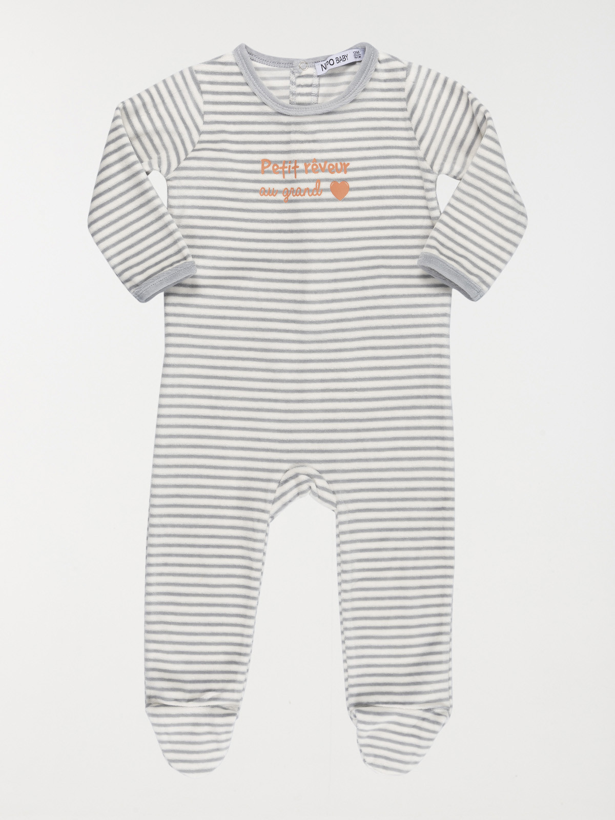 Dors-bien velours rayé garçon (3-24M)
