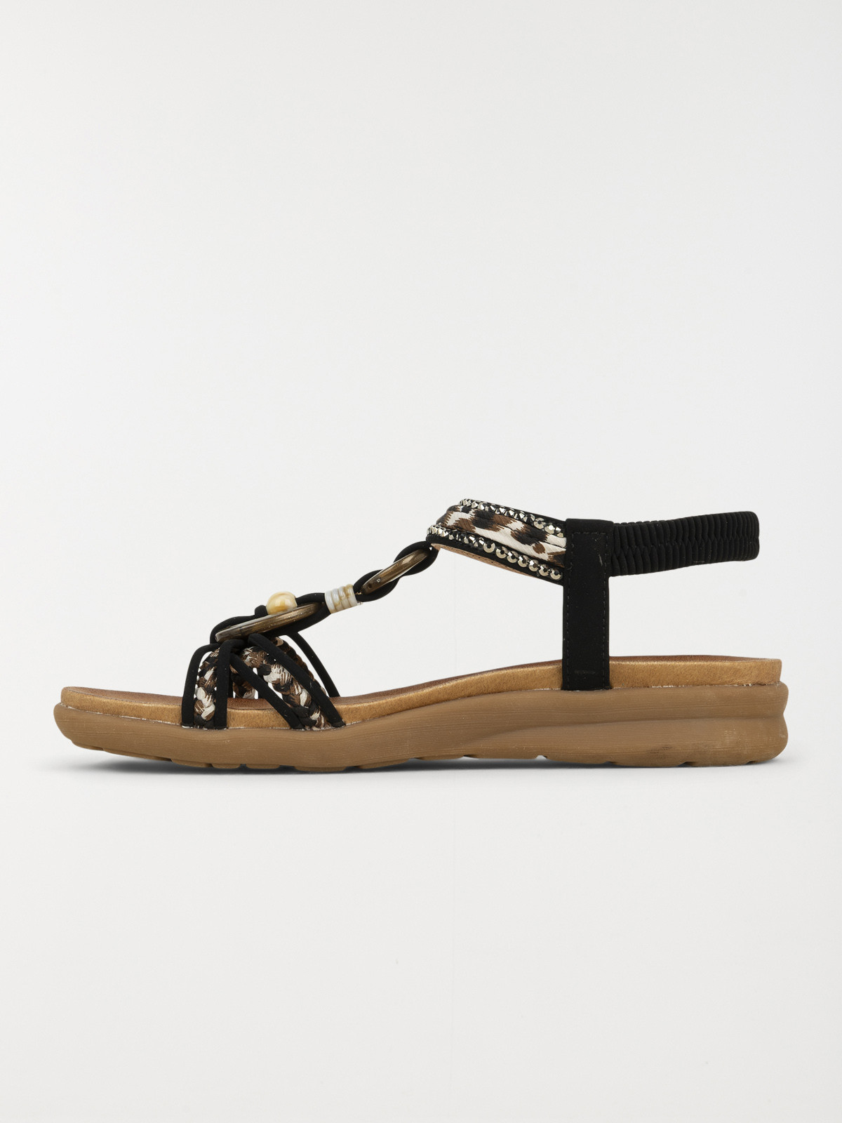 Sandales léopard et perles femme (36-41)