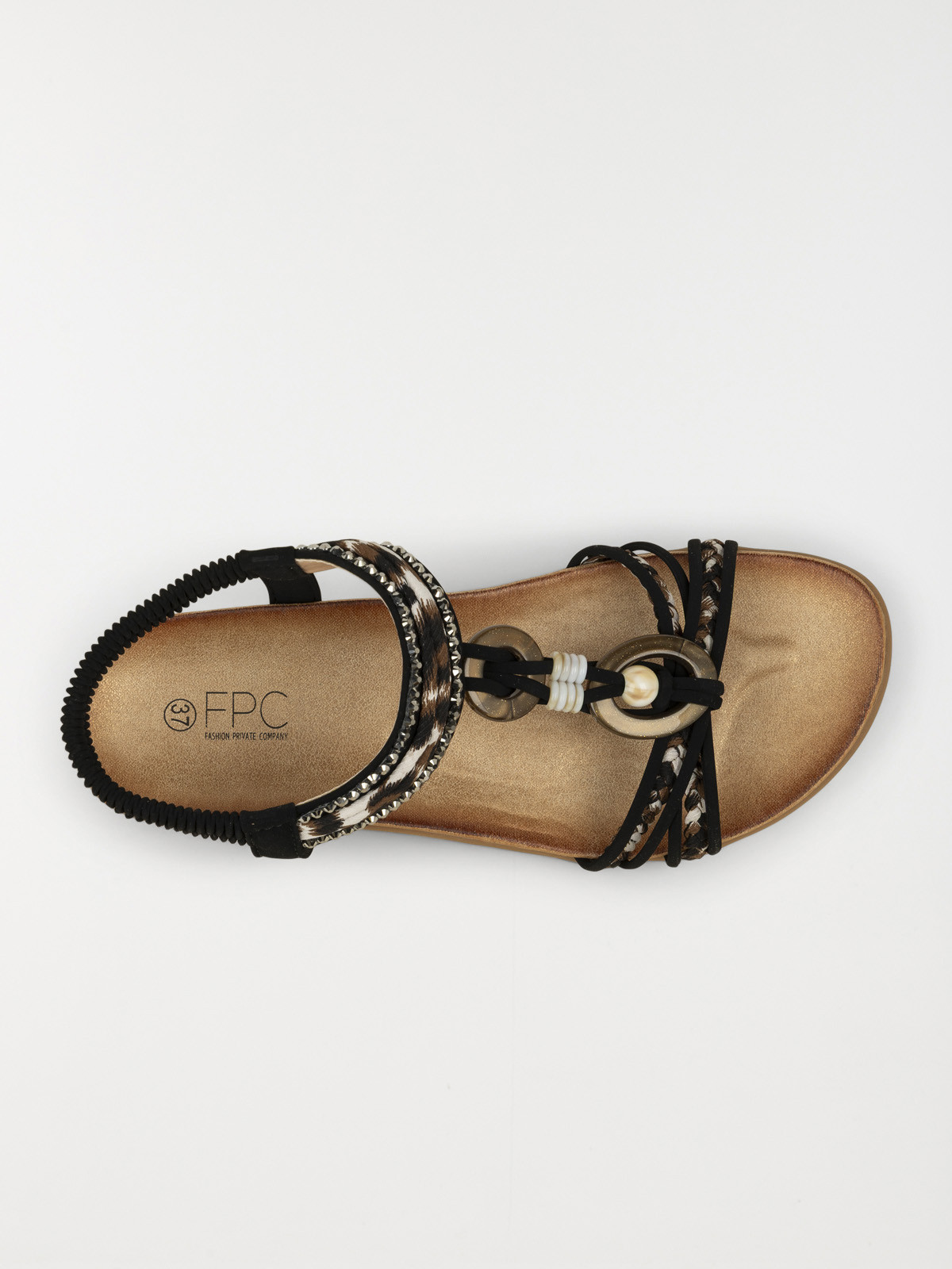 Sandales léopard et perles femme (36-41)