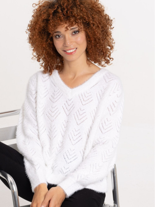 Pull col V ajouré femme Pull col V ajouré femme