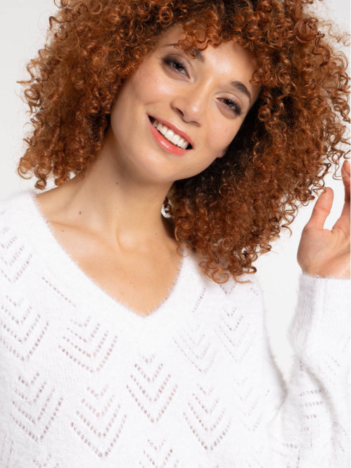Pull col V ajouré femme Pull col V ajouré femme