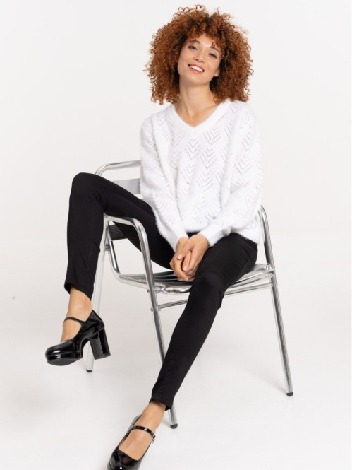 Pull col V ajouré femme Pull col V ajouré femme